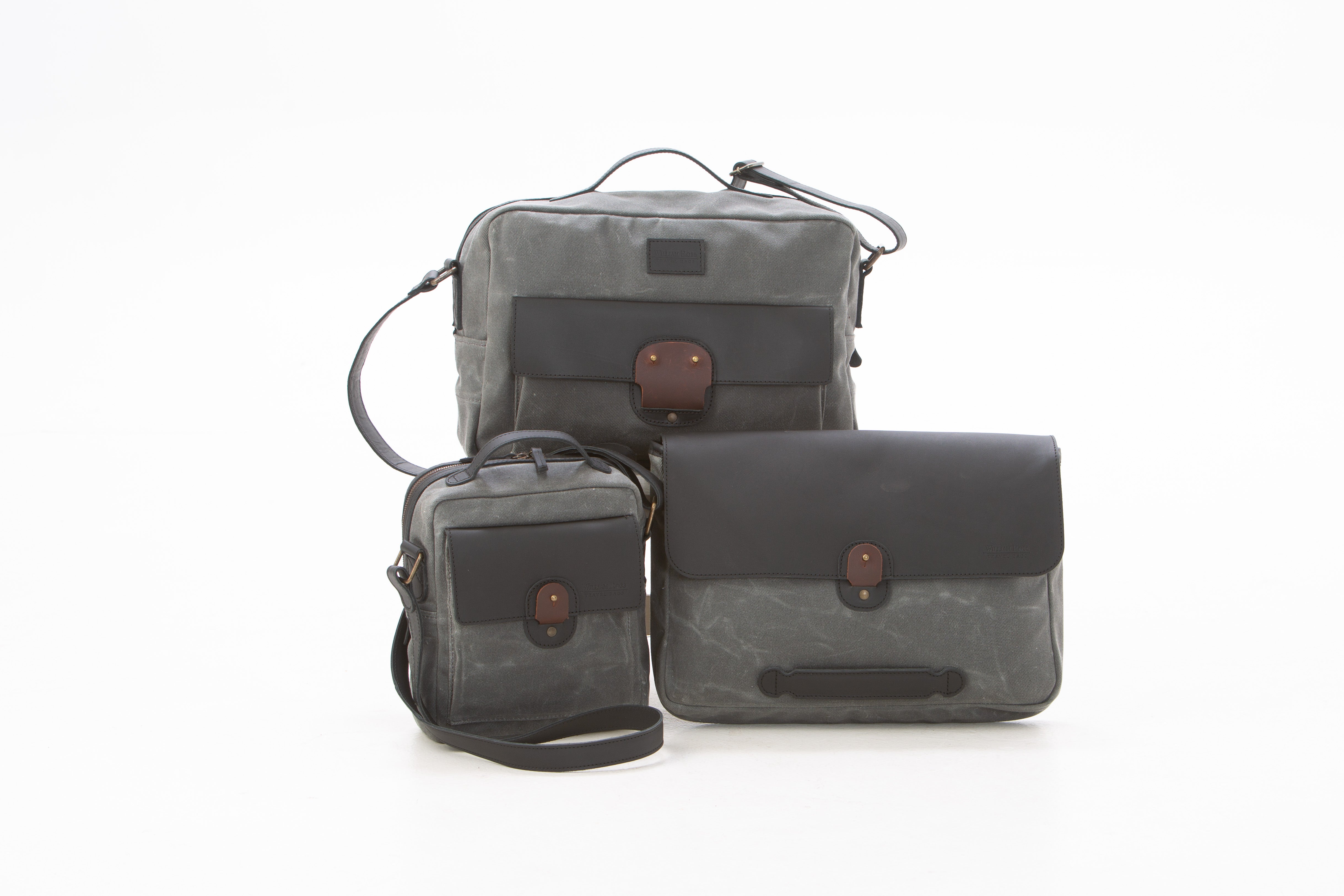 Leather Travel Bag Set: Messenger, Satchel & Carrier